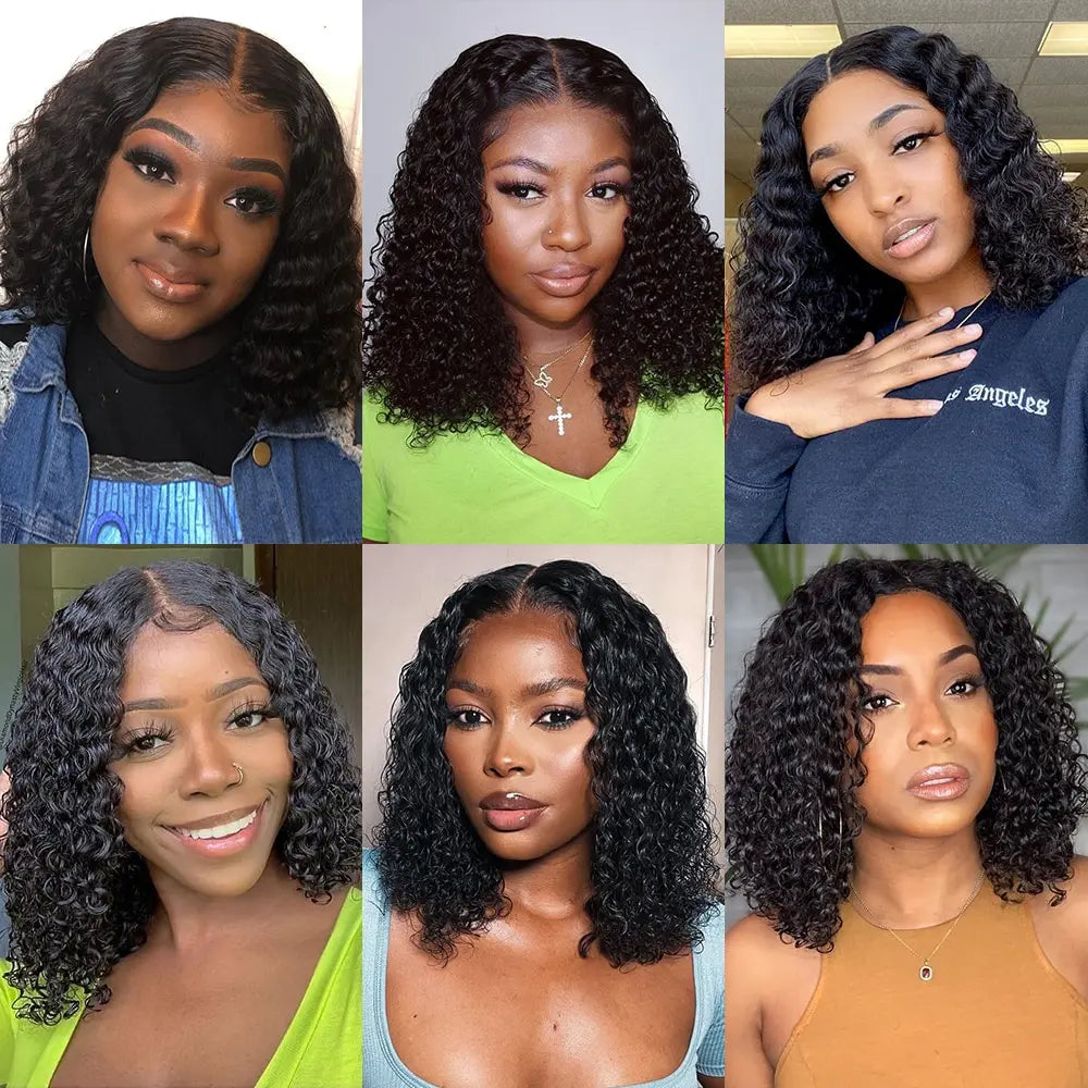 Glueless wigs Wear & Go Short Curly Bob Lace Front Human Hair Wigs PrePluck With Baby Hair Deep Wave Frontal Wig For Women
