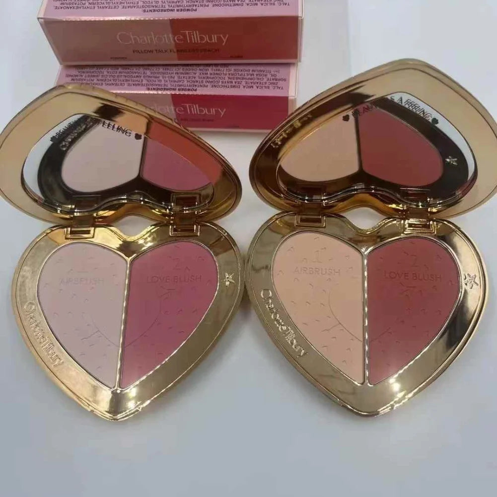 Natural Gradient Makeup Effect Glossy Powder Delicate Smooth Daily Dual-color Blush Dual-color Heart-shaped Peach Pink Blush