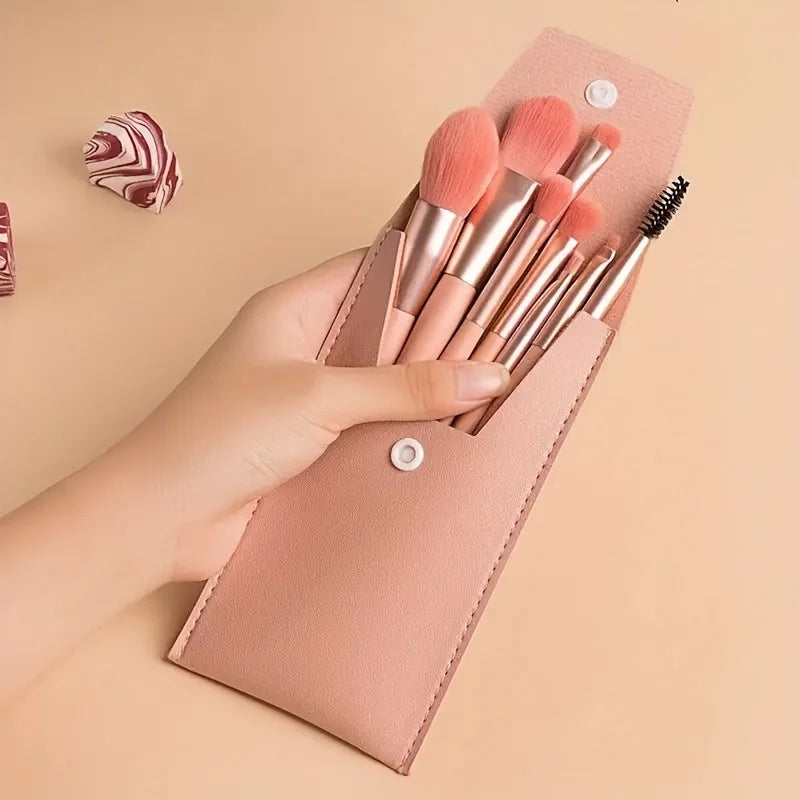 Makeup Brushes 8Pcs Set Travel Makeup Brush Kit with Bag Mini EyeShadow Foundation Loose Powder Blush Detail Brush Beauty Tools