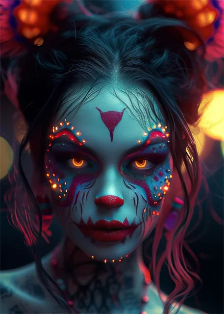 Cyber Mask Cool Girl Canvas Posters and Prints Halloween Makeup Girl Pictures Canvas Paintings for Home Bedroom Decor No Frame