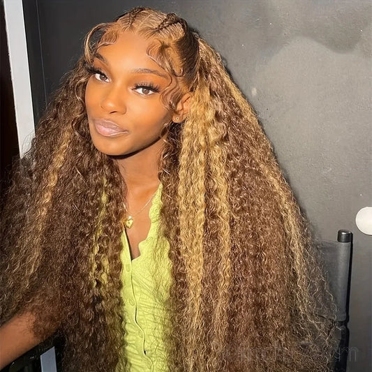 30 32 Inch Highlight Ombre Lace Frontal Wig Curly Human Hair Wigs 4/27 Colored 13x4 13X6 Deep Curly 4x4 5X5 Lace Closure Wigs