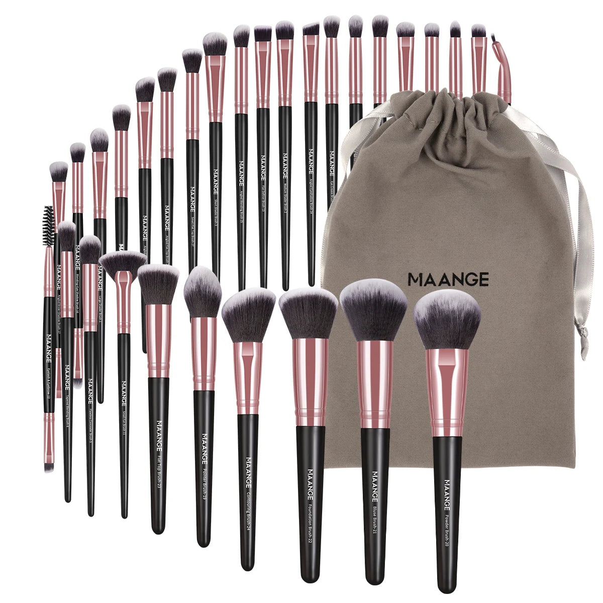 Professional Makeup Brush Set 30pcs Foundation Concealers Eye Shadows Powder Blush Blending Brushes Beauty Tools with Bag Kit