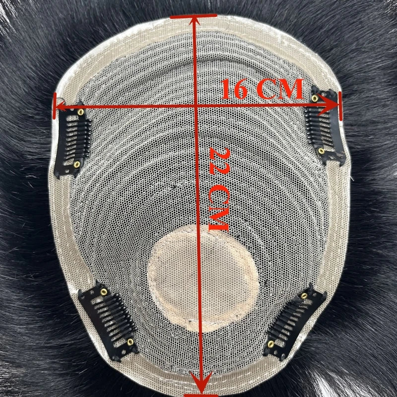 Man Toupee with 4 Clips on Short Real Human Hair Replacement System Prosthetic Men's Wig Male Pieces For Men Baldness