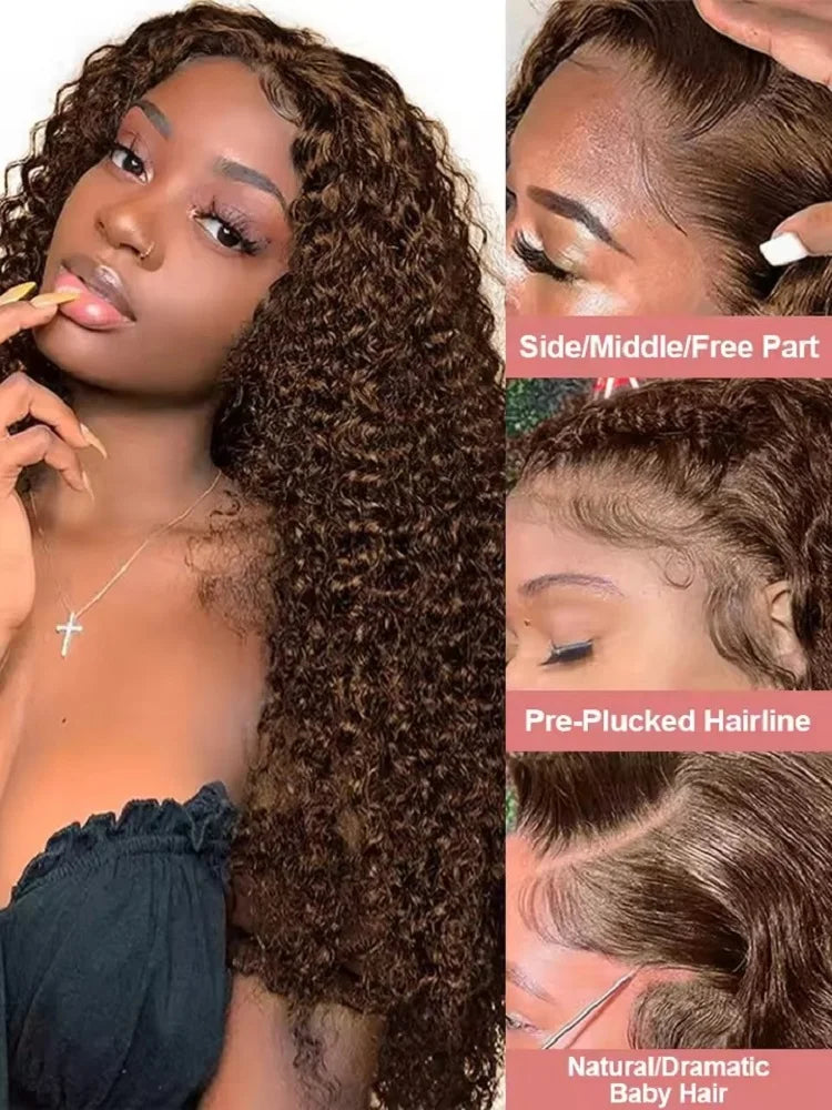 Chocolate Brown Lace Front Wigs 13x6 Hd Human Hair Lace Frontal Wig 13x4 Deep Wave Colored Wig For Women 250 Density Pre Plucked