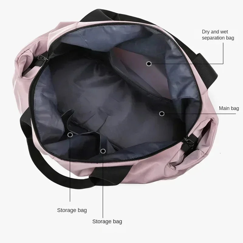 Large Capacity Yoga Bag dry wet separation Women Swimming Sports Gym Bag Multifunction Hand Travel Short distance travel bag