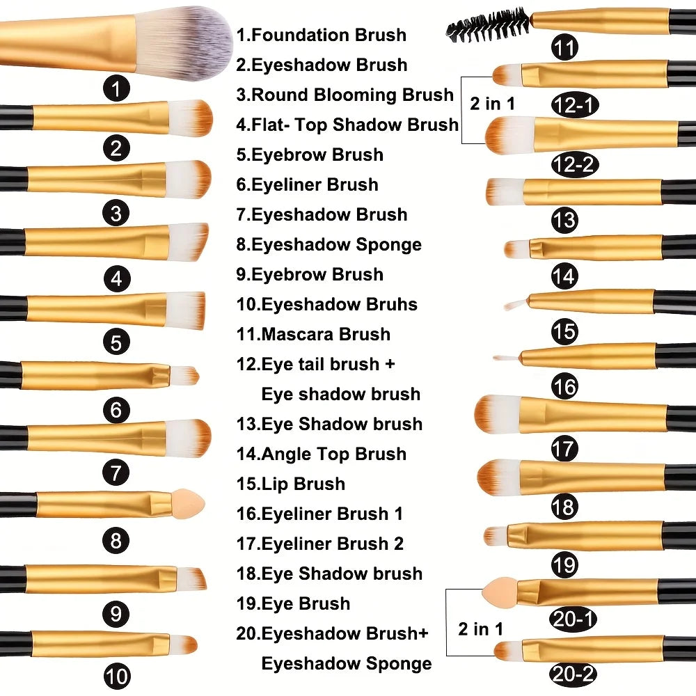 8/22/34Pcs Makeup Brush Set Portable Soft Eyeshadow Brushes Powder Foundation Brush Multipurpose Blending Cosmetic Beauty Tool
