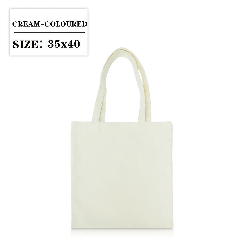 Canvas Cloth Bag Cotton Shopping grocery bags Resuable fabric shoulder bag Folding Tote Portable Handbags School Pen Storage Bag