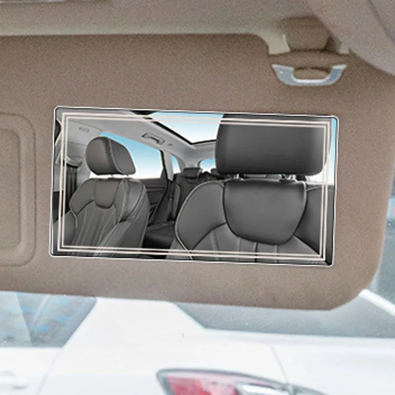 Sunshade, Rearview Mirror, Makeup Mirror, High-definition Universal Rearview Mirror - Stainless Steel Adhesive Transparent Glass
