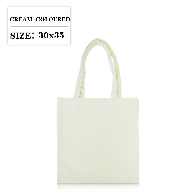 Canvas Cloth Bag Cotton Shopping grocery bags Resuable fabric shoulder bag Folding Tote Portable Handbags School Pen Storage Bag