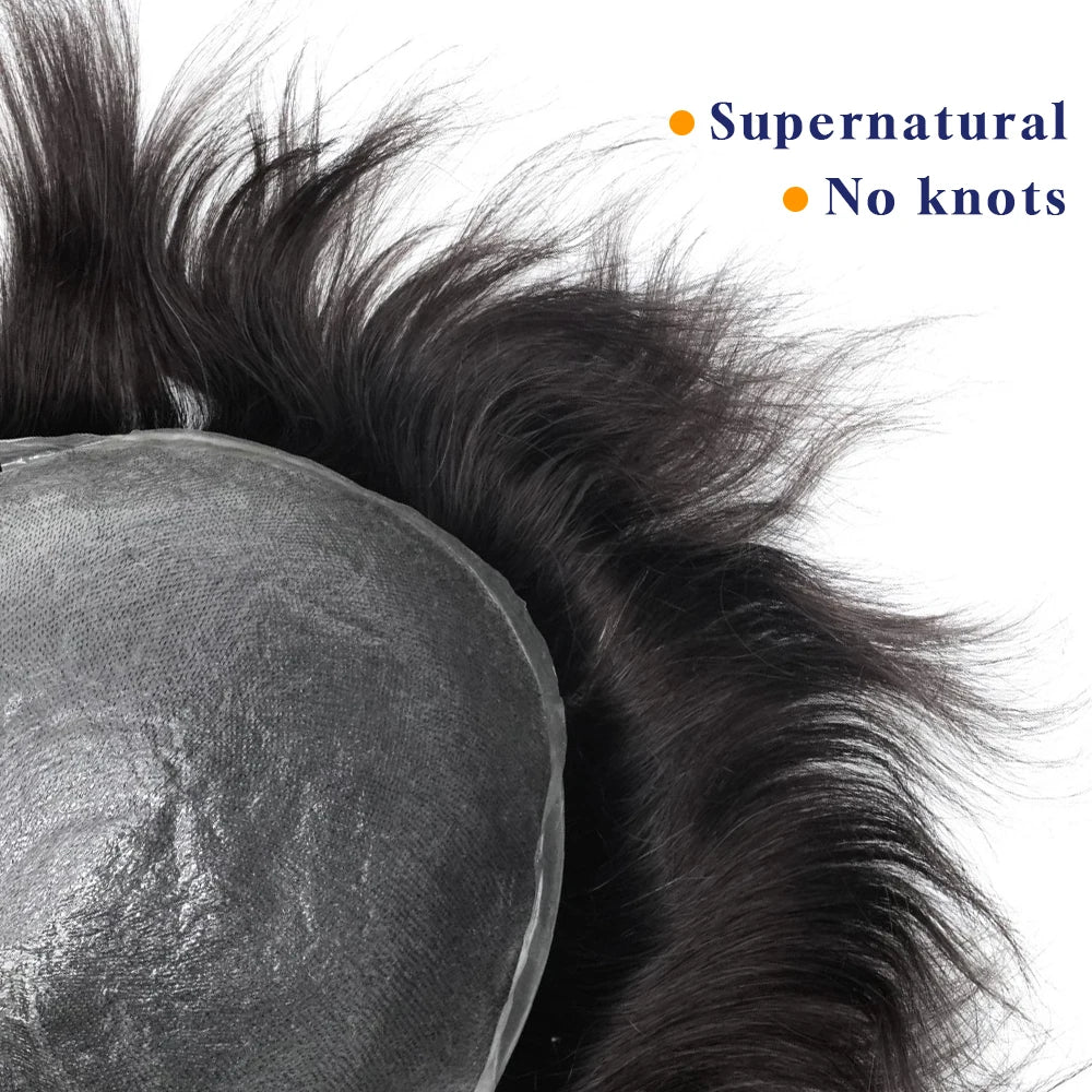 0.03mm Clearance Super Thin Skin Toupee V Loop  Men Toupee Capillary Prothesis Hair Piece For Men Hair Replacement System