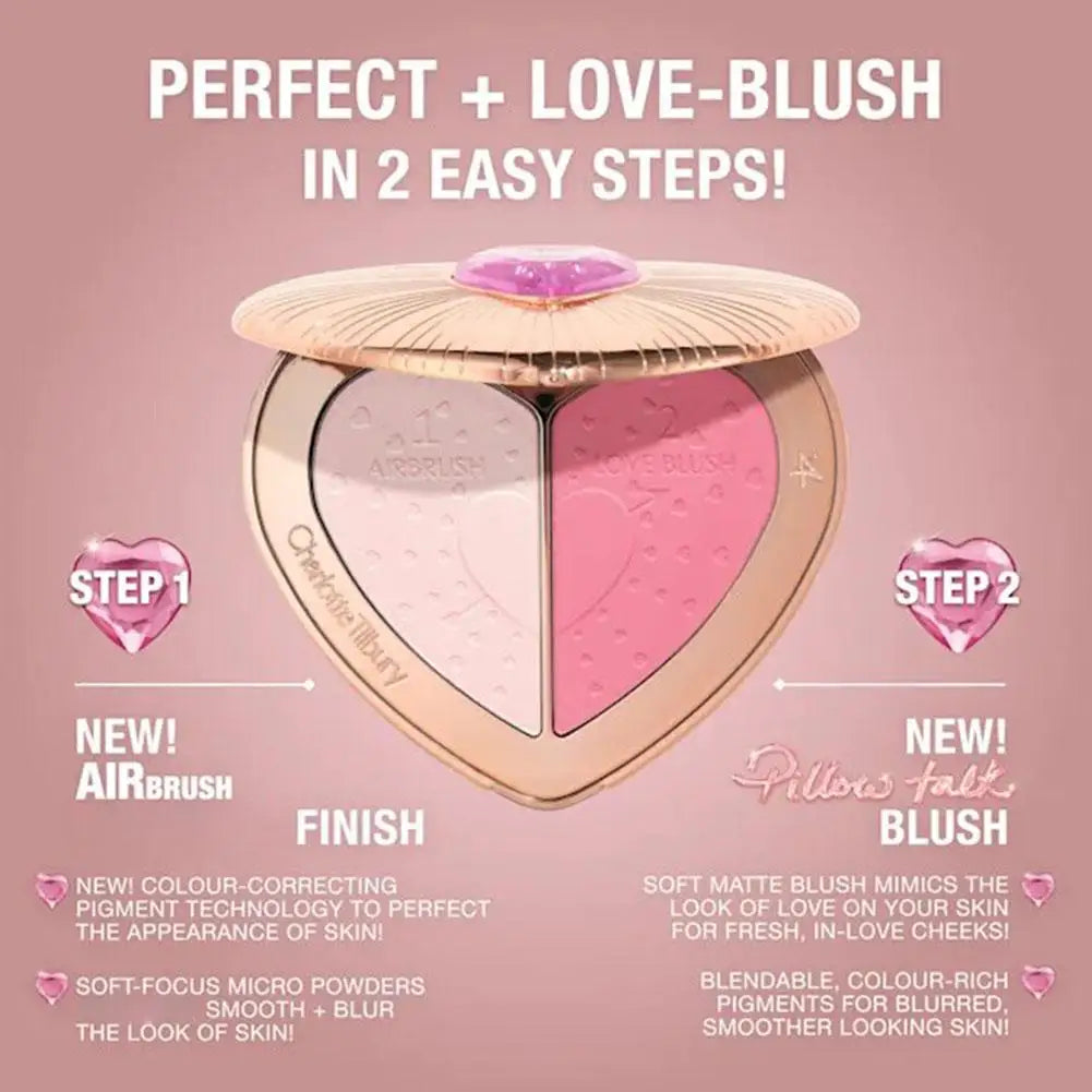 Natural Gradient Makeup Effect Glossy Powder Delicate Smooth Daily Dual-color Blush Dual-color Heart-shaped Peach Pink Blush