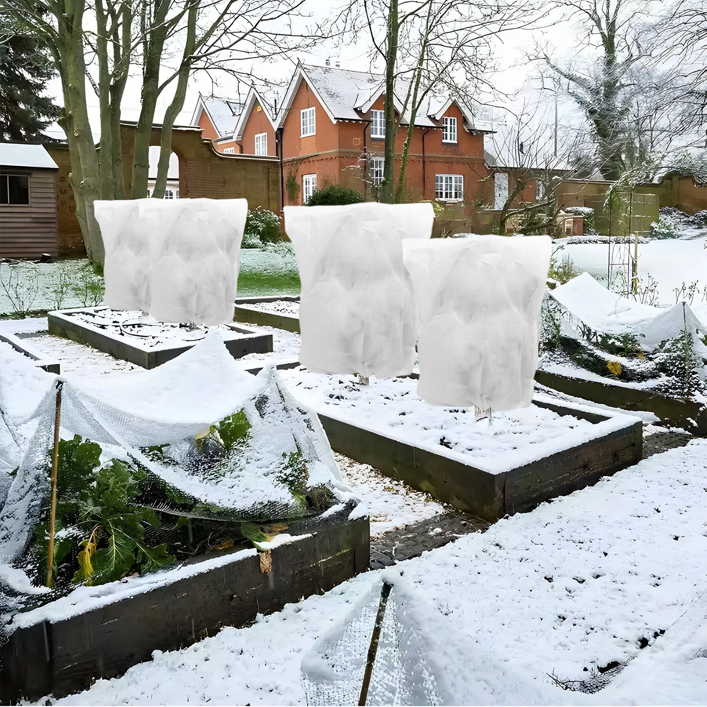 Multi-size Winter Plant Protection Bag Non-woven Plant Against Cold Warm Cover with Zipper Drawstring Vegetation Anti-Frost Bags