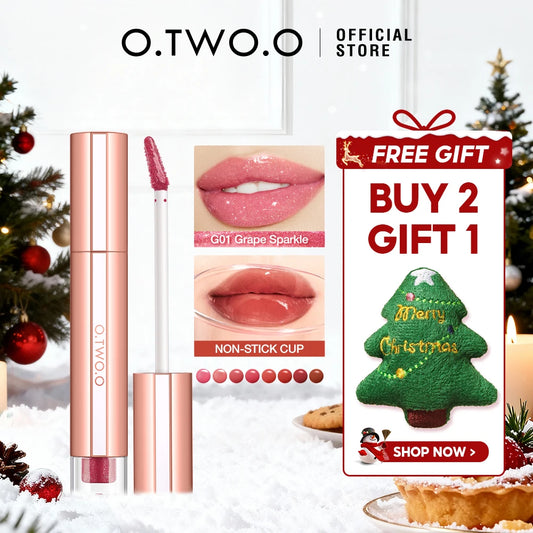 O.TWO.O Liquid Lip Gloss Lipstick Glossy Finish High-Shine Long Lasting Moisturize Non-Stick Glassy Lips Glossy Lip Stain Makeup