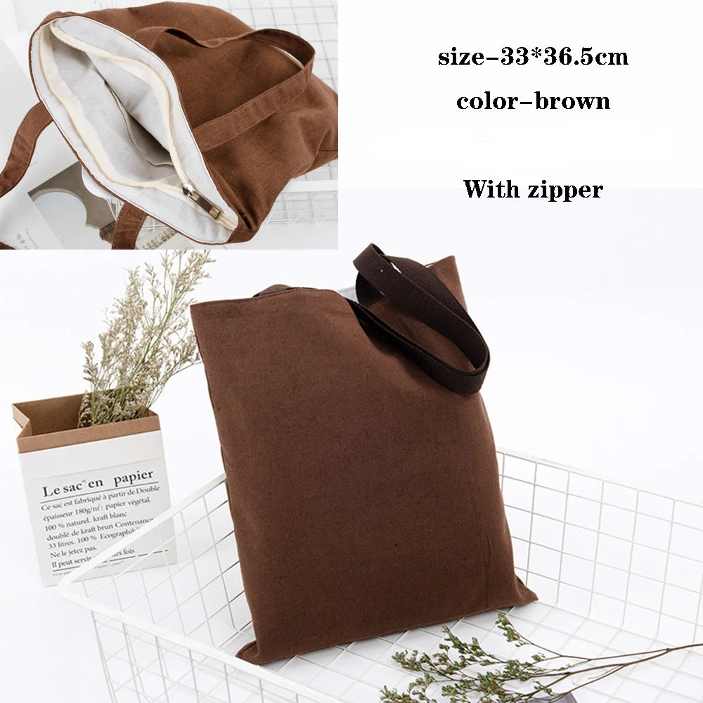 Canvas Bag Storage Bag Grocery Bag Eco-Friendly foldable Bag folding Pocket Tote Portable Shoulder Handbags Food Shopping bag