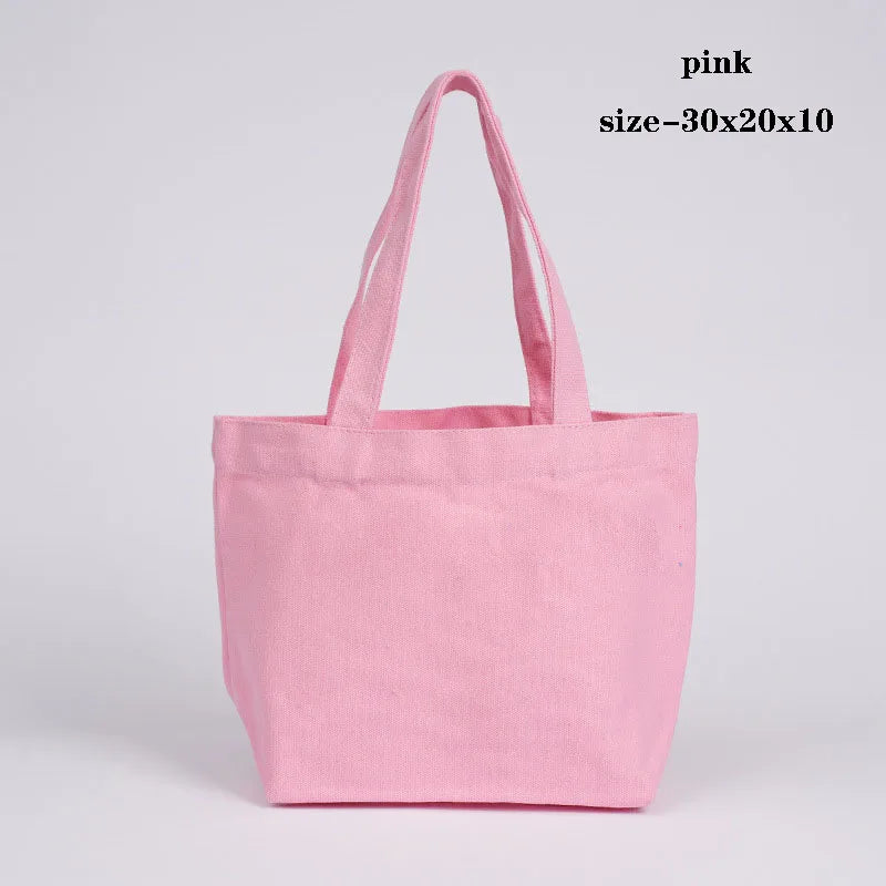 Canvas Cloth Bag Cotton Shopping grocery bags Resuable fabric shoulder bag Folding Tote Portable Handbags School Pen Storage Bag