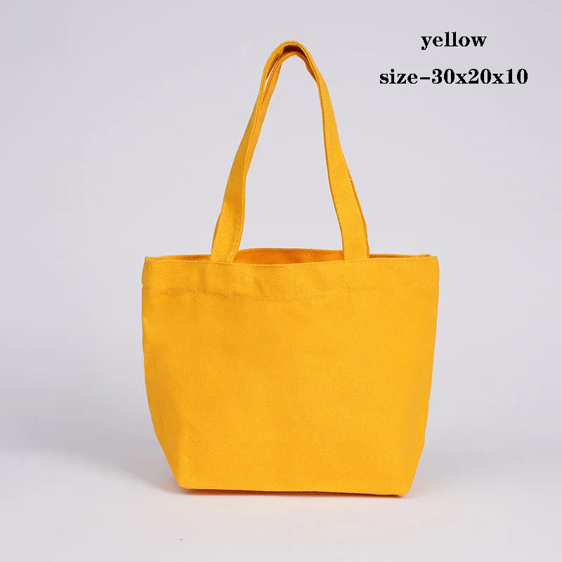 Canvas Cloth Bag Cotton Shopping grocery bags Resuable fabric shoulder bag Folding Tote Portable Handbags School Pen Storage Bag