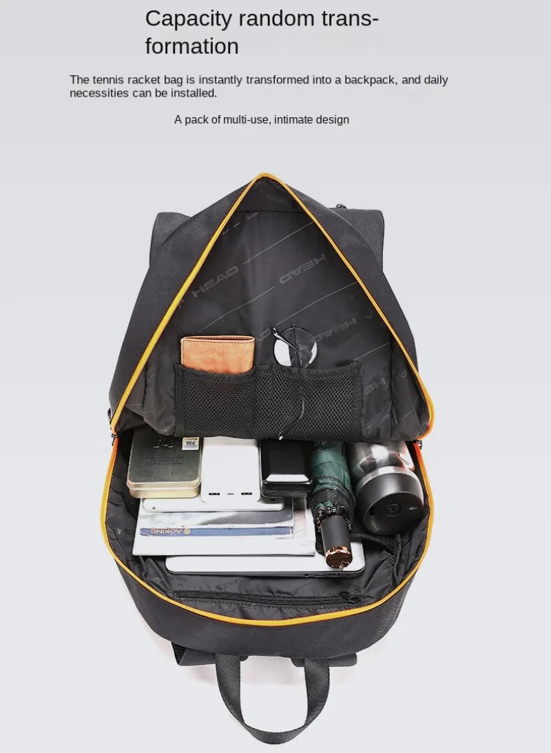 HEAD Original Foldable Tennis Backpack Multifunctional Large Capacity Sports Badminton Bag Holds Up 2 Rackets Bag for Women Men