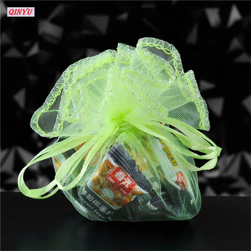 10/50/100Pc 26/35CM Gifts Round Organza Bag Gauze Element Drawable Bag Jewelry Pouches Wedding Favors And Wedding Party bags 6Z