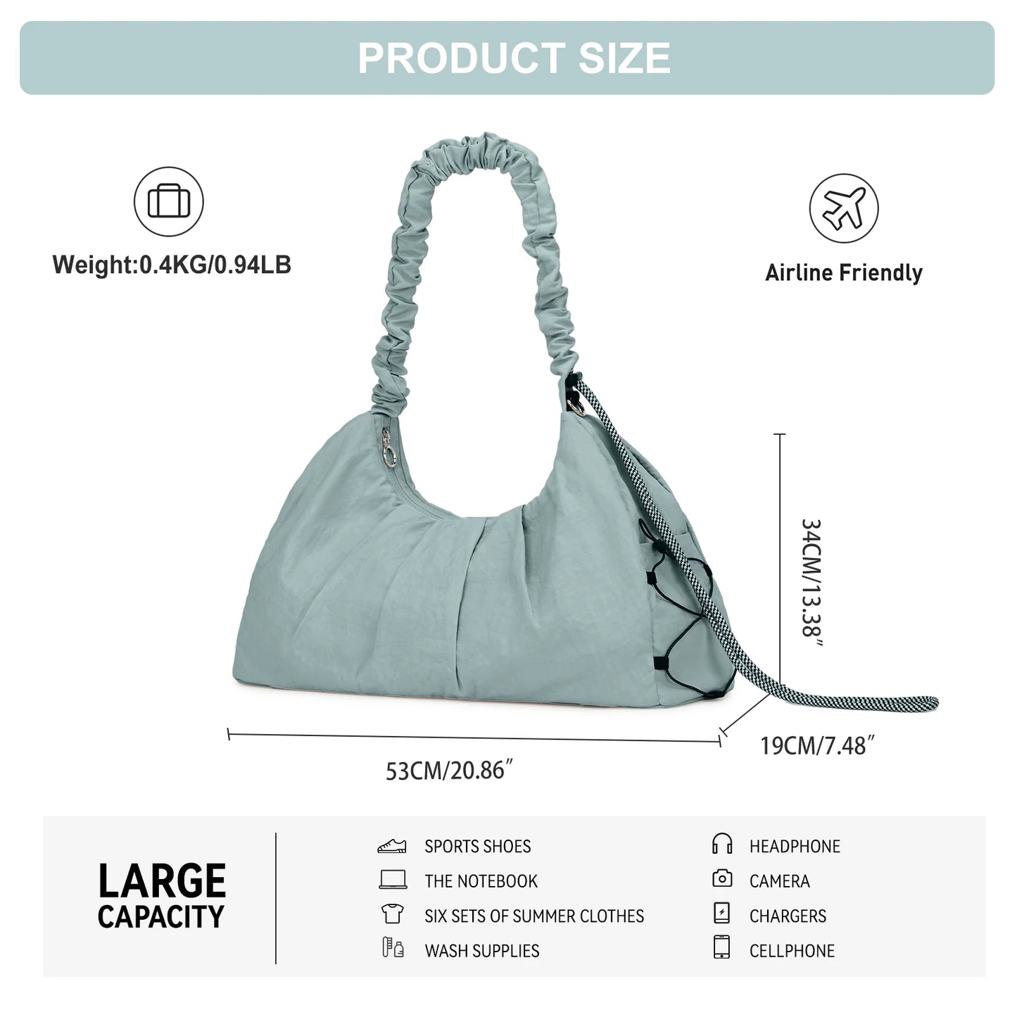 Large Capacity Sports Gym Bag Comfortable and Versatile Neutral Bag Fitness Bag for women Training Bag For Yoga Swimming Travel