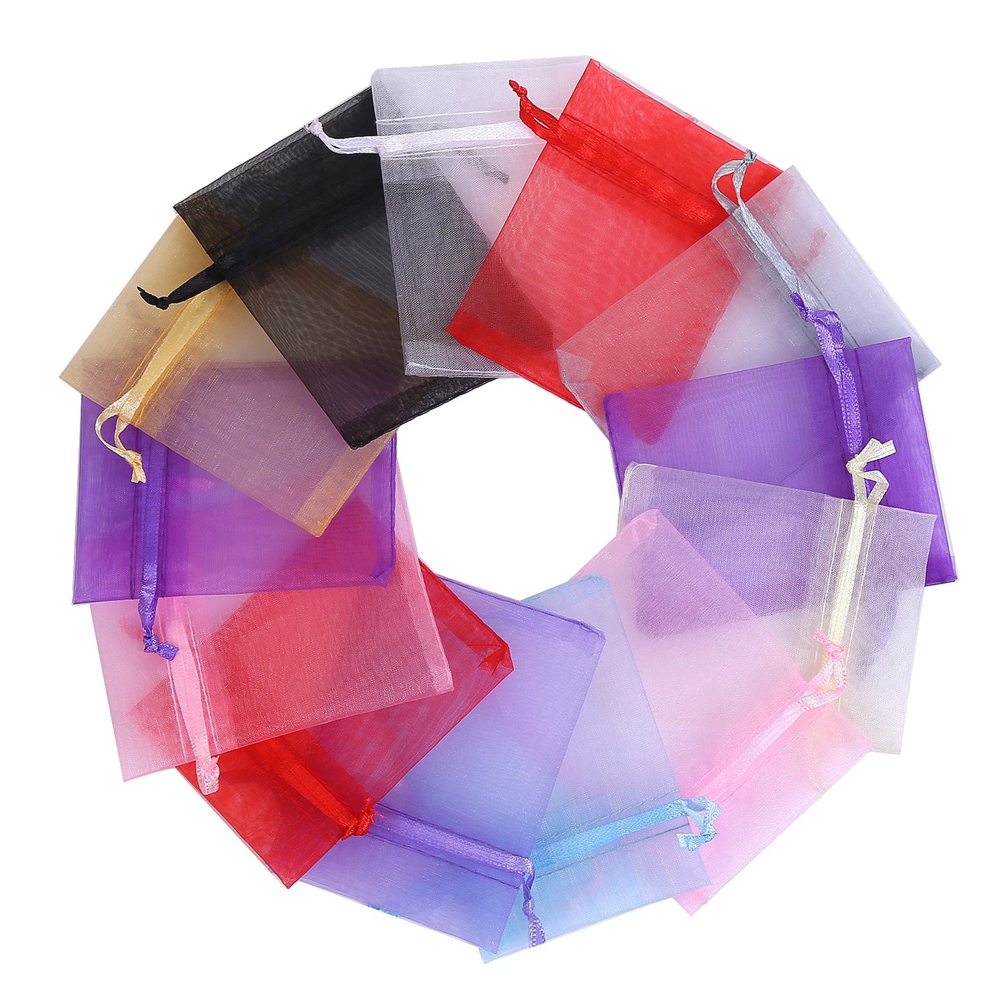 50pcs Organza Wedding Gift Jewelry Bag Packaging Net Organza Pochette Cadeau Organza Bags Bolsa Organza Gift Pouches 50%