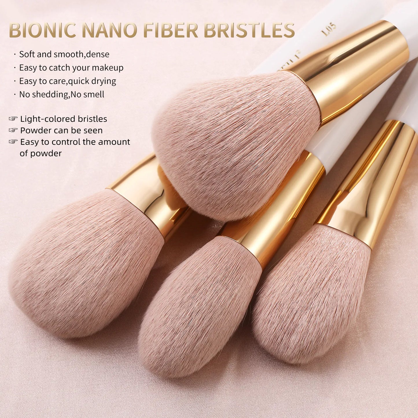 BEILI Professional Makeup Brushes Sets Synthetic Hair Foundation Eyeshadow Powder Premium Beauty White Golden brochas maquillaj