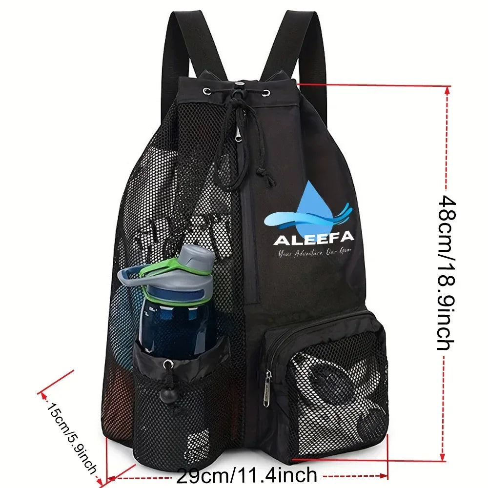 45L Swim Mesh Backpack with Wet Pocket - Leakproof Zip, Fast Dry Ideal for Swimming/Beach/Camping/Gym, Separate Dry&Wet