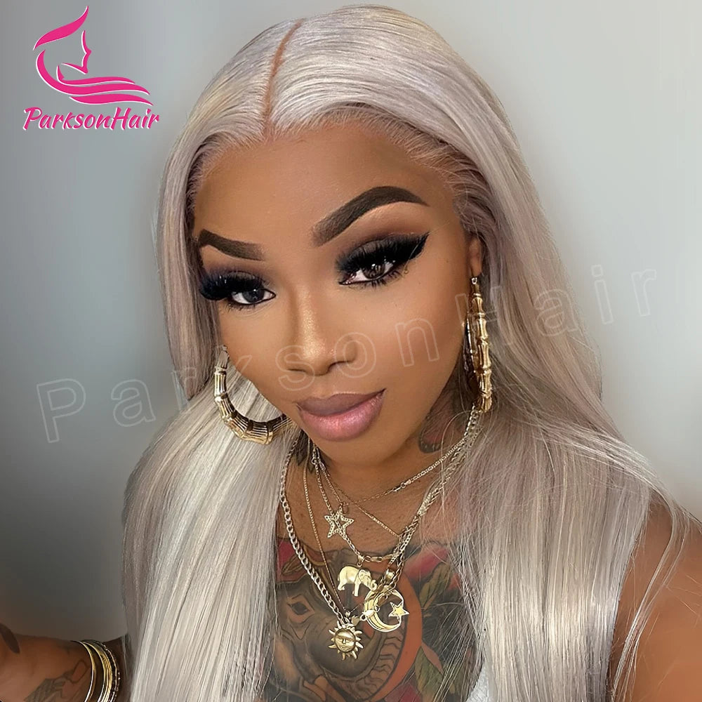 Platinum Blonde Glueless Wig #60 613 Color Wig 13x4 HD Lace Front Human Hair Wig Women Brazilian Straight Lace Front Wig