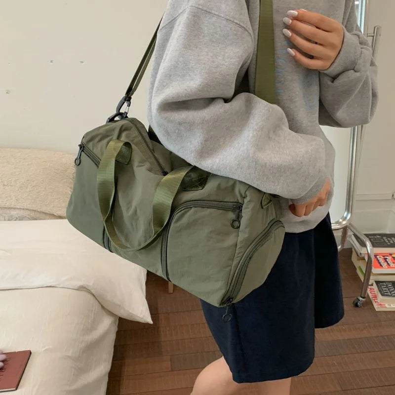 Women's Sports Fitness Bag Large Capacity Handbag Short Trip Travel Bag Commuter Crossbody Bag Breathable Soft Design