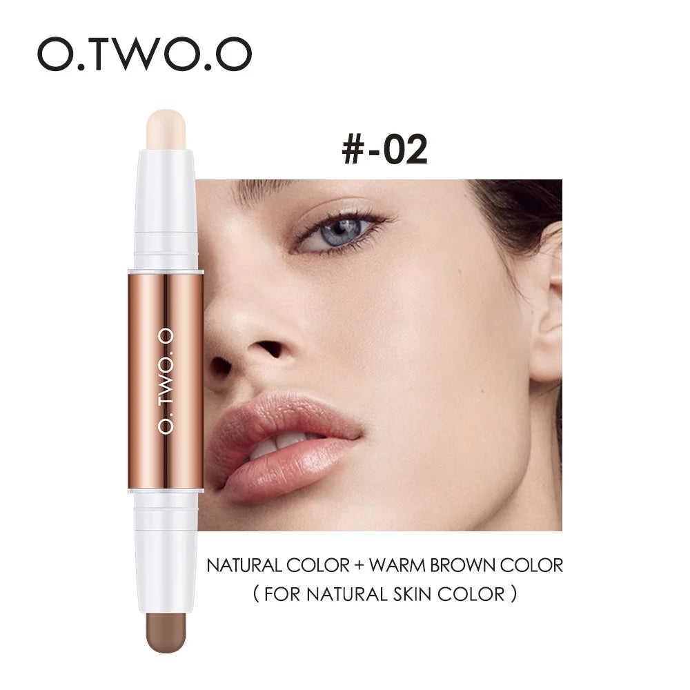 O.TWO.O Double Head Contour Concealer Stick Waterproof Matte Finish Brighten Highlighters Contouring Pen For Face Makeup