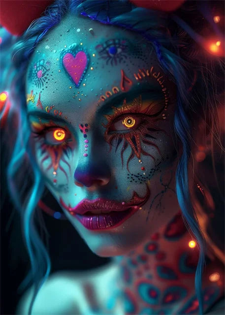 Cyber Mask Cool Girl Canvas Posters and Prints Halloween Makeup Girl Pictures Canvas Paintings for Home Bedroom Decor No Frame