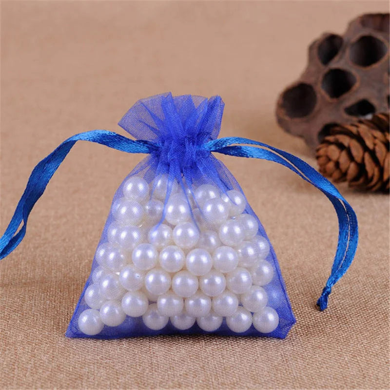50pcs Organza Wedding Gift Jewelry Bag Packaging Net Organza Pochette Cadeau Organza Bags Bolsa Organza Gift Pouches 50%
