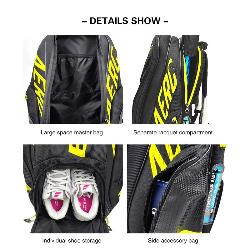 Fashion PURE AERO 2 Tennis Rackets Bag Tennis Bag Backpack Badminton Padel Racket Squash Racquet Backpack Tenis Raqueta