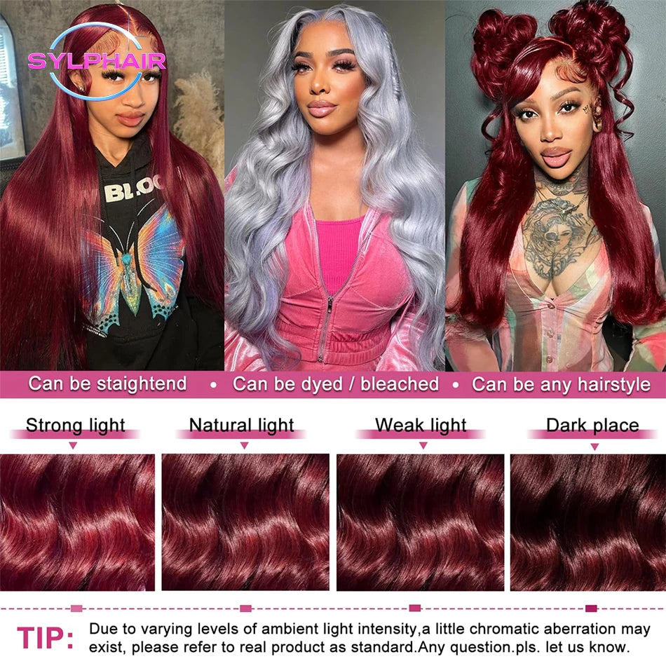 Burgundy 13x6 Hd Lace Frontal Human Hair Wig 30 Inch Deep Wave Curly Human Hair Wigs Water Wave Colored 99j Red Lace Front Wig