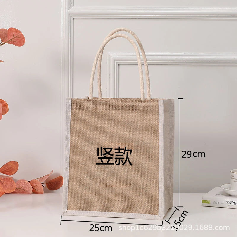 Cotton bag Burlap Grocery Bag Canvas Tote Shopping bag Shoulder Eco-Friendly Handbags Cotton Storage Bag portable burlap handbag