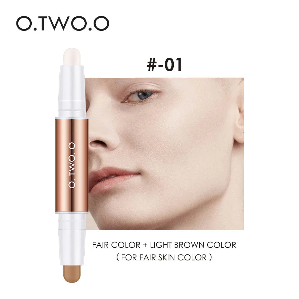 O.TWO.O Double Head Contour Concealer Stick Waterproof Matte Finish Brighten Highlighters Contouring Pen For Face Makeup