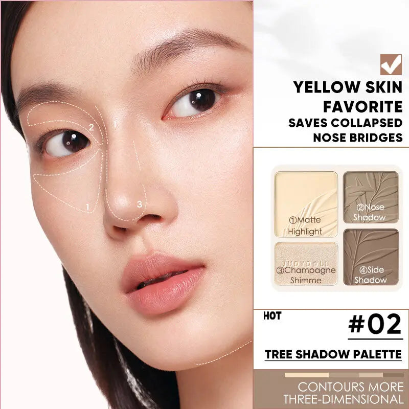 Judydoll Contour Palette, 2 In 1 Face Highlight Contour Palette, Shades with Highlighter Makeup, Non-greasy, Lasting Sparkling