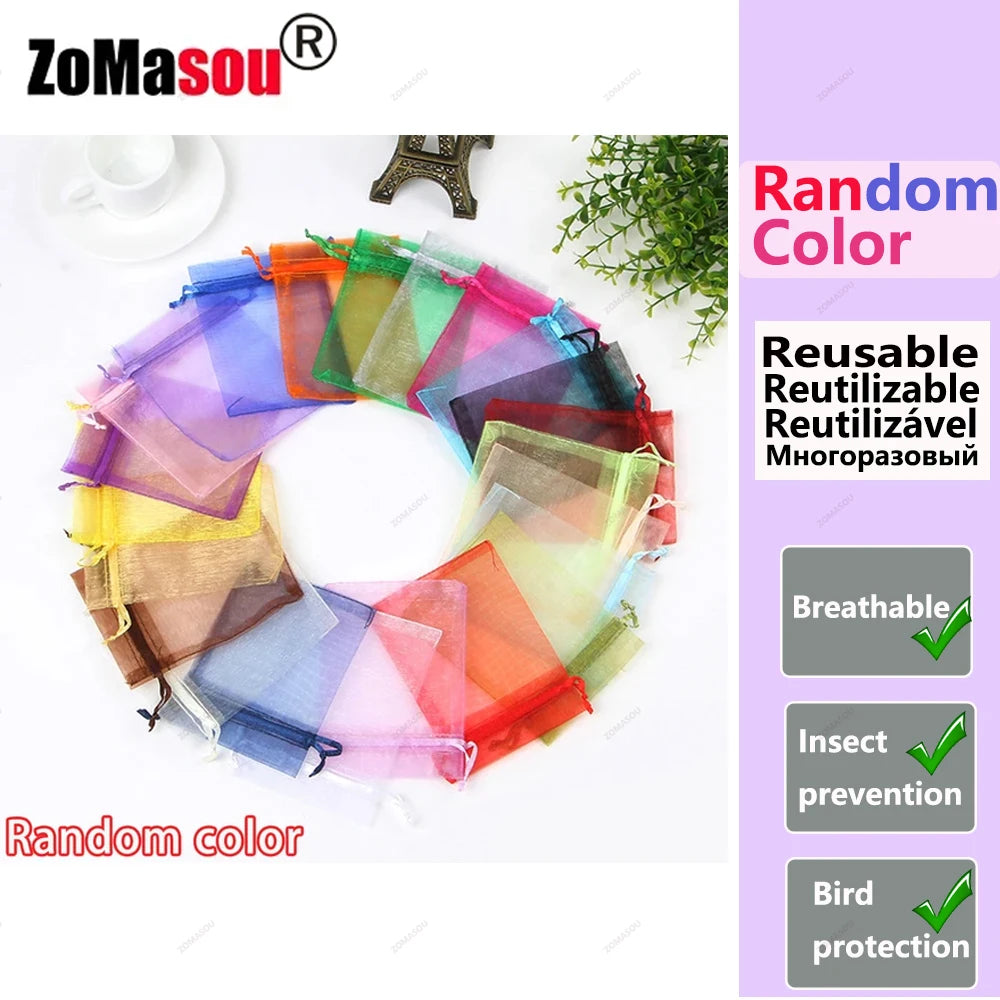 20-100PCS Vegetable Grapes Fruit Grow Bags Fruit Protection Bags Garden Anti-Bird Netting Mesh Bag Strawberry Bags Garden Tools