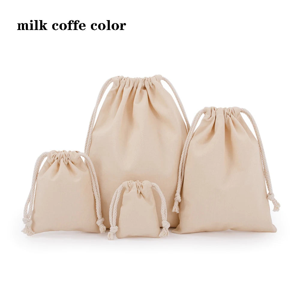 Drawstring bag Cotton Storage organizer Tote Portable Handbags Grocery Shopping Shoulder bags Canvas foldable Travel Storage Bag