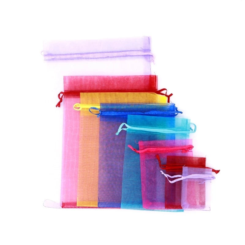 50pcs Organza Wedding Gift Jewelry Bag Packaging Net Organza Pochette Cadeau Organza Bags Bolsa Organza Gift Pouches 50%