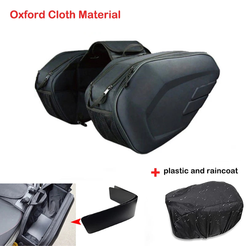 Newest Motorcycle Waterproof Racing Race Moto Helmet Travel Bags Suitcase Saddlebags + One Pair of Raincoat+Plastics