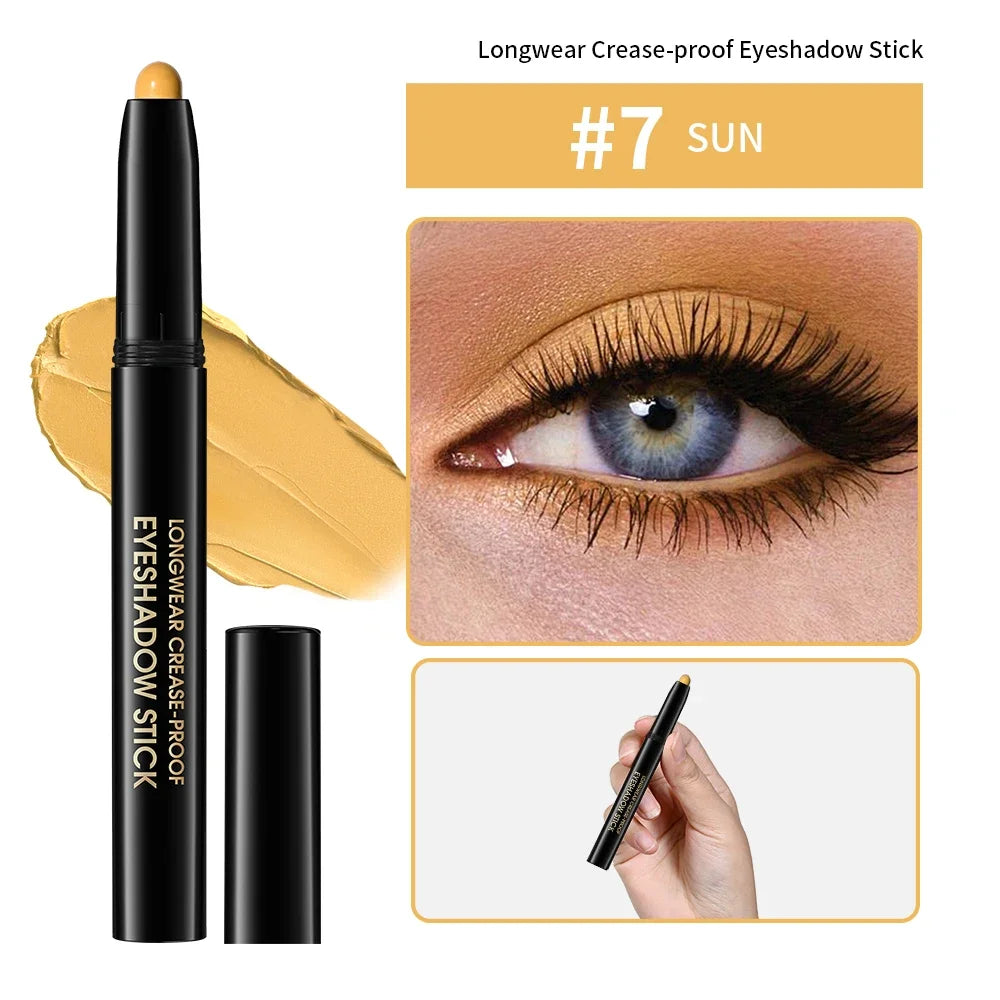 10 Colors Longwear Crease-proof Eyeshadow Pencil Stick Lasting Glitter Shimmer Matte Eye Shadow Highlighter Pen Eyes Makeup Tool