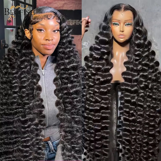 220 Density 30 40 Inch Loose Deep Wave Lace Frontal Wig 13x6 Hd Curly Human Hair Wigs 360 Water Wave Pre plucked Lace Front Wig