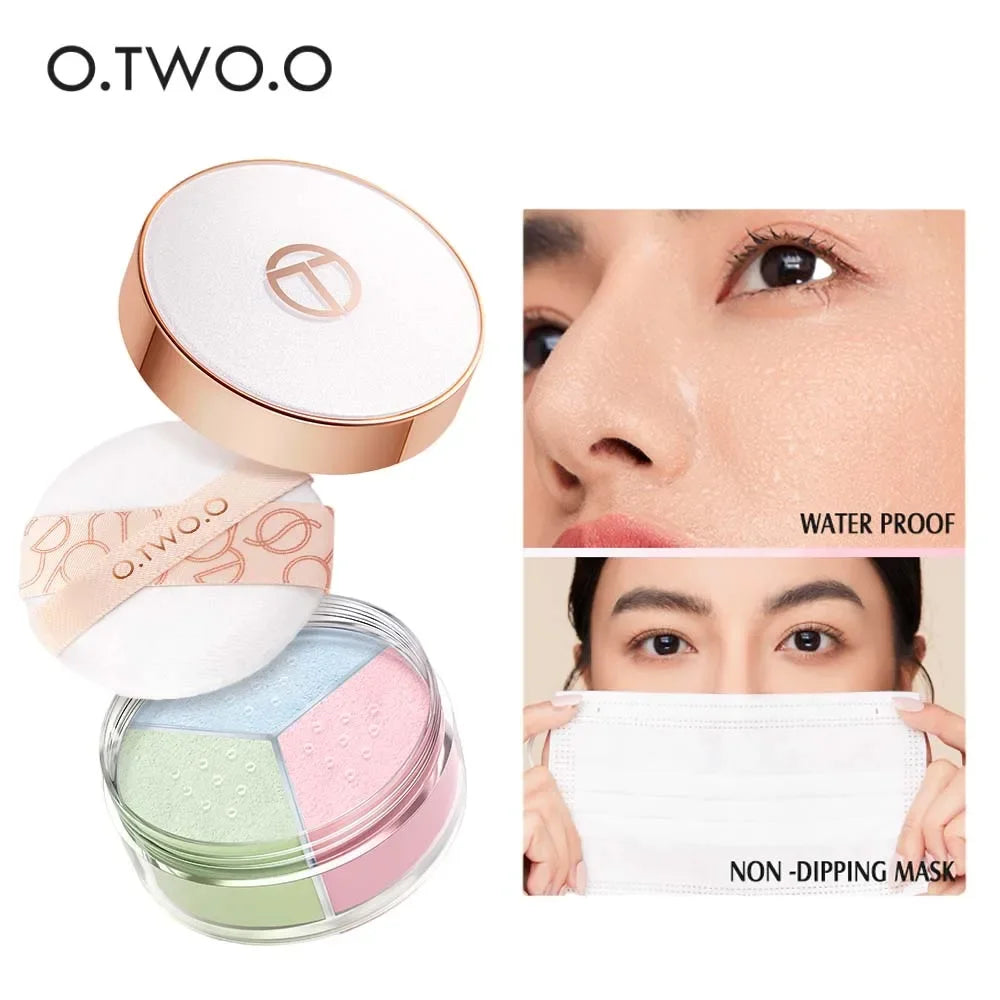 O.TWO.O 3 Color Loose Powder Hides Oil Pores Face Powder Blend Naturally Setting Powder Fix Lock Makeup Matte Finishing Powder