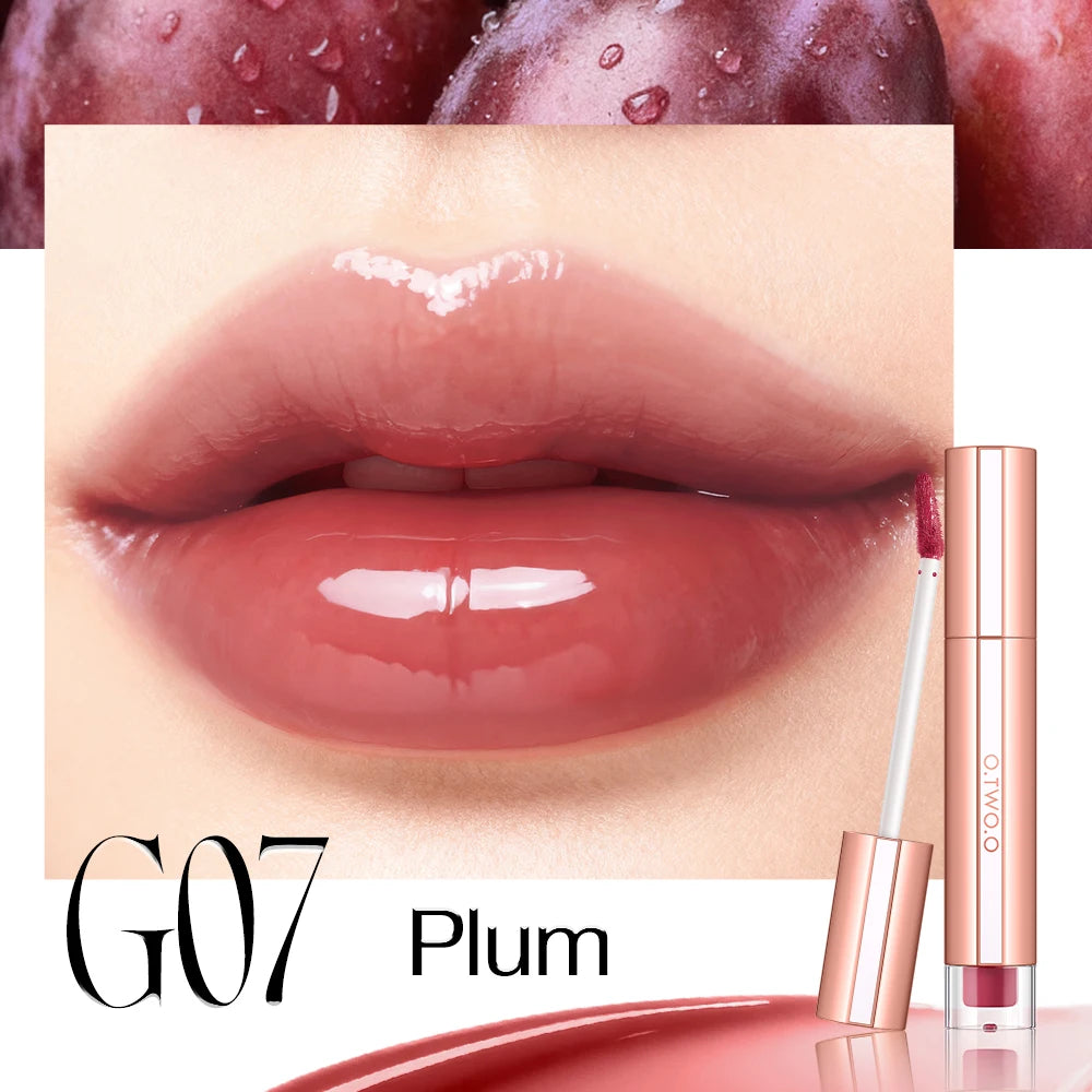 O.TWO.O Liquid Lip Gloss Lipstick Glossy Finish High-Shine Long Lasting Moisturize Non-Stick Glassy Lips Glossy Lip Stain Makeup