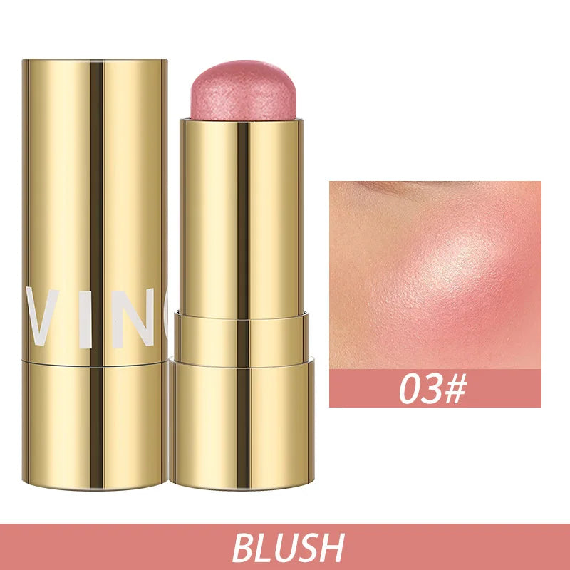 Cream Blush Stick Makeup, Shades with Highlighter, Shimmery lipstick, Long Lasting, Waterproof, Blendable Blush for cheeks