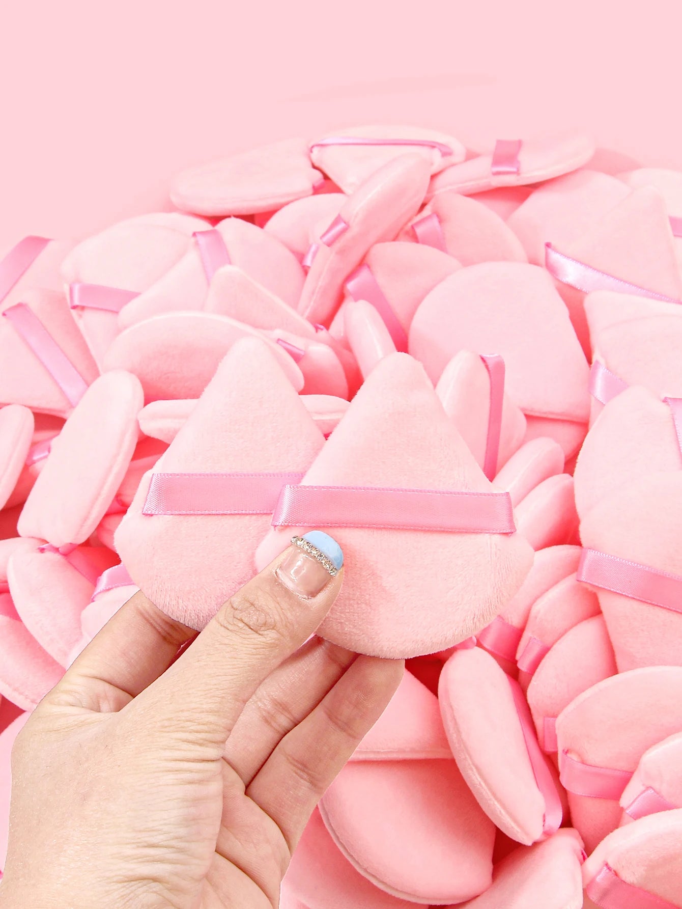 50Pcs Mixing colors randomly Triangle Powder Puff For Loose Powder Liquid Cosmetic Soft Plush Powder Puff Makeup Foundation Puff