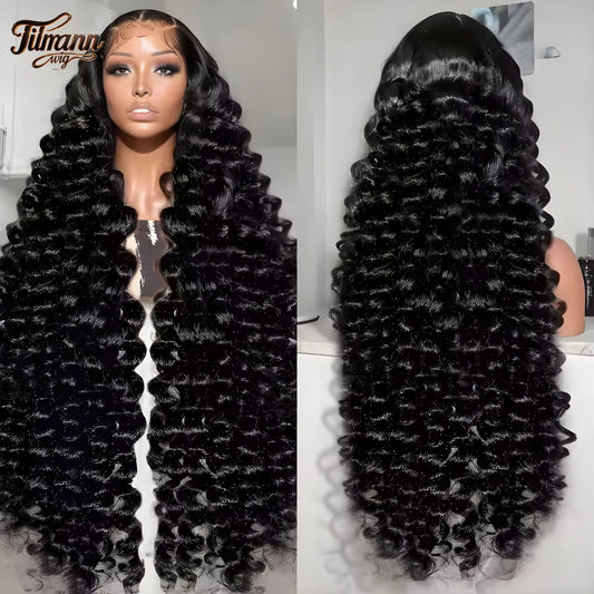 30 40 inch 250 Density Loose Deep Wave HD 13x6 Lace Frontal Human Hair Wigs 100% Brazilian Curly 13x4 Lace Front Wig Ready to Go