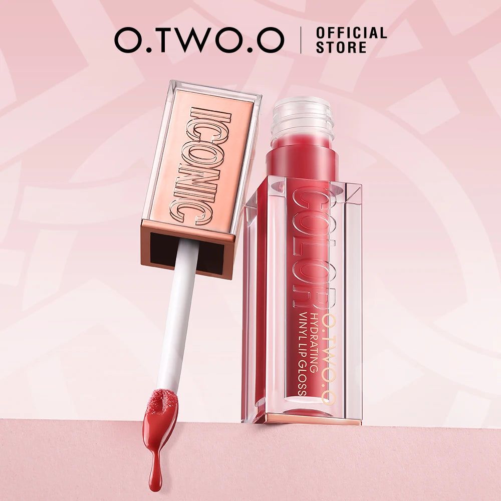 O.TWO.O Lip Gloss Lip Tint Glow Lightweight Hydrating Moisturizing Non-Sticky Long Lasting Plump Red High-shine Lip Glaze Makeup