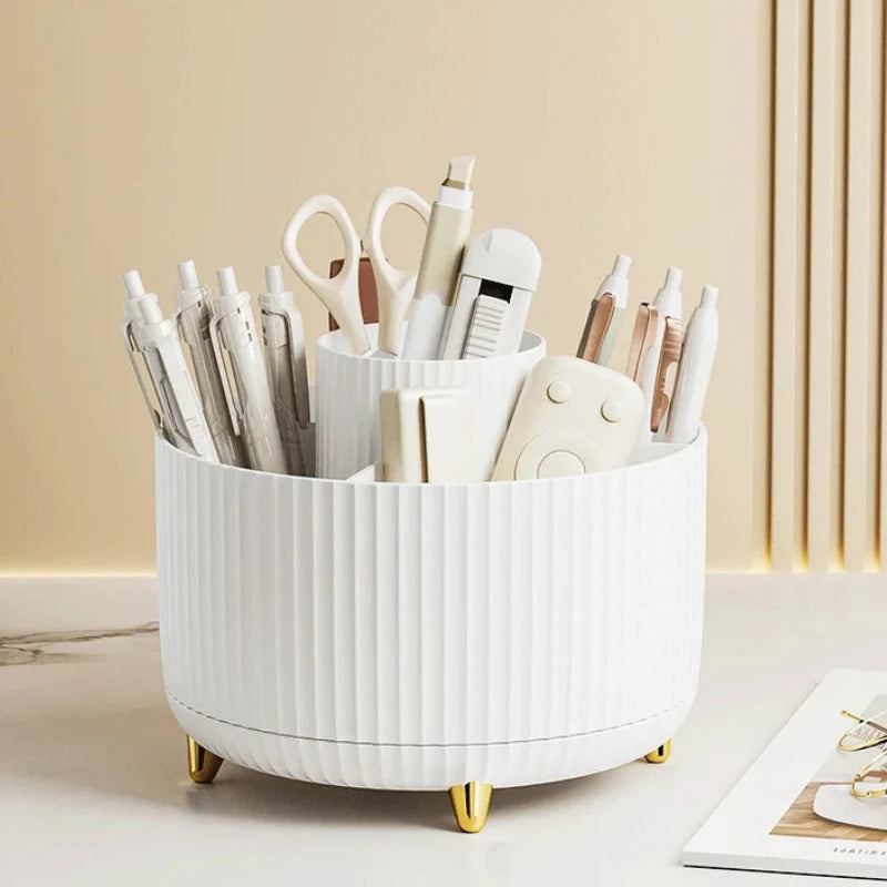 360 Degree Rotating Makeup Brush Organizer Storage Box Cosmetic Brush Holder Desktop Pen Pencil Container Organizer 1PCS