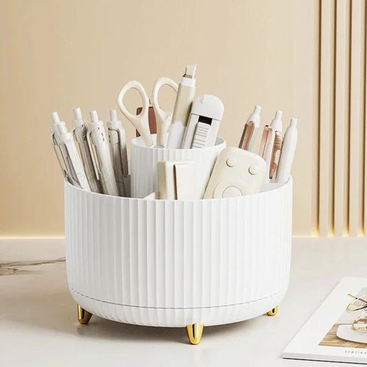 360 Degree Rotating Makeup Brush Organizer Storage Box Cosmetic Brush Holder Desktop Pen Pencil Container Organizer 1PCS